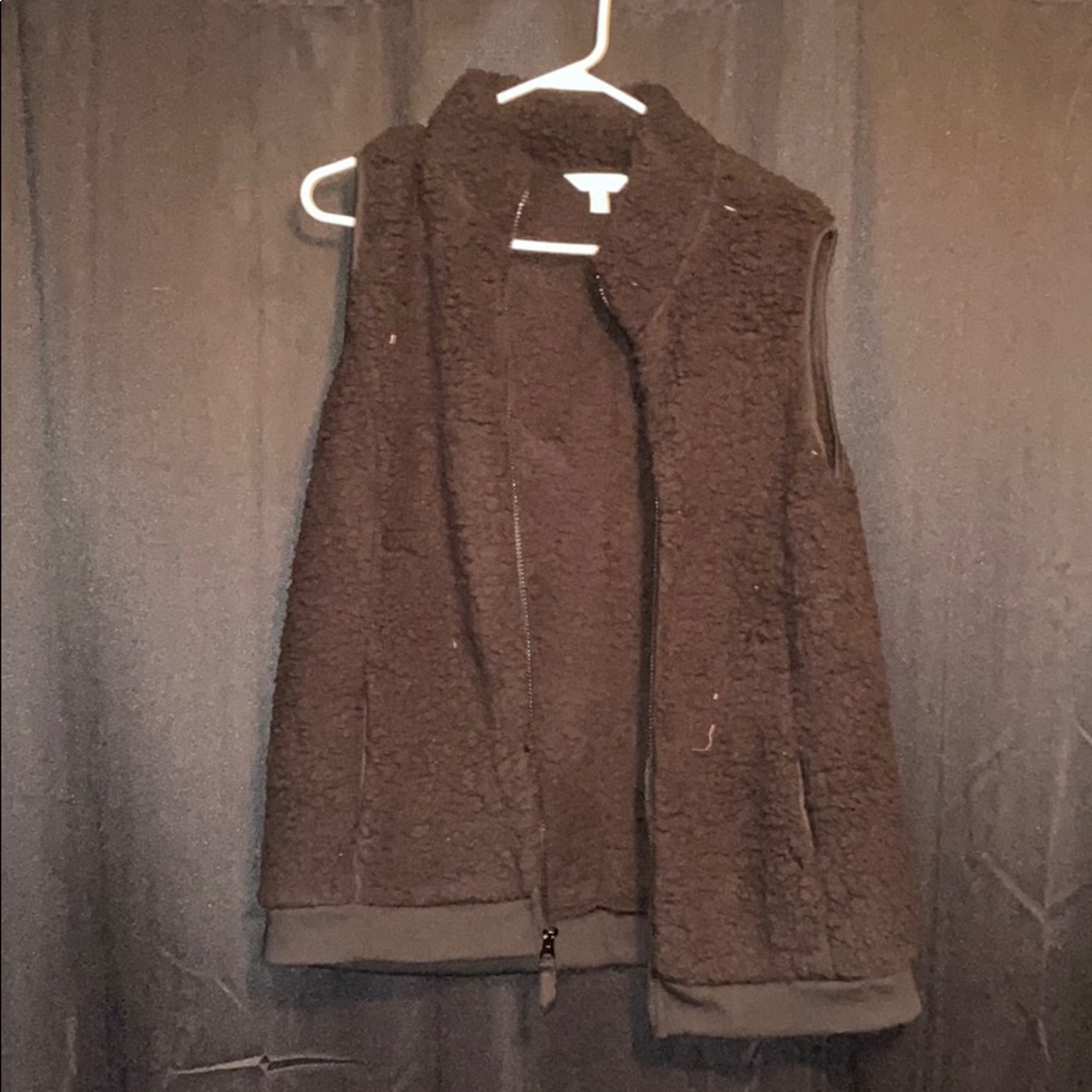 Black fuzzy vest